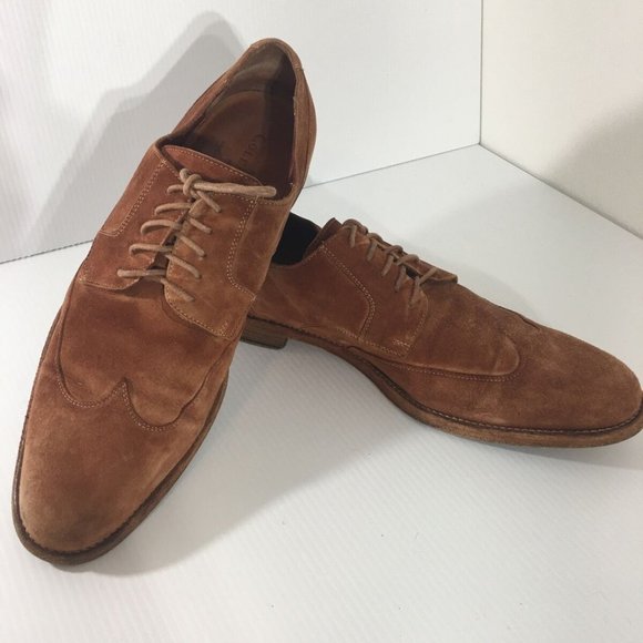Vintage Cole Haan Mens Shoes 11.5 Suede Leather Wingtip Brown Italy main image 4